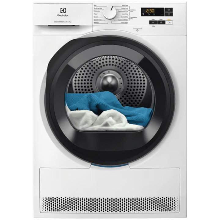Сушилня Electrolux EW6D195GE, Термопомпа, 9 кг, Клас A+++, Система за сушене GentleCare + Sensicare, Инверторен мотор, Реверсивна врата, Бял