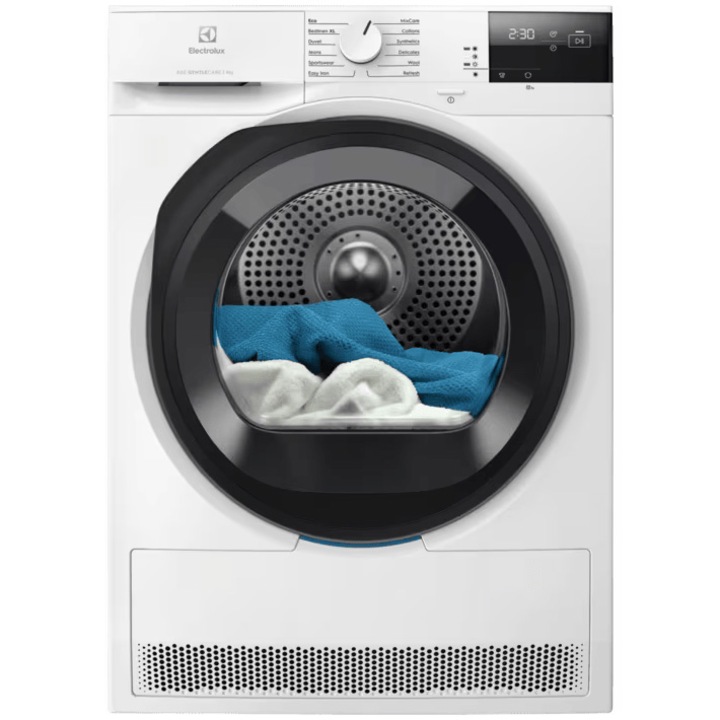 Сушилня Electrolux EW6D295GE, Термопомпа, 9 кг, Клас A+++, Система за сушене GentleCare + Sensicare, Инверторен мотор, Реверсивна врата, Бял