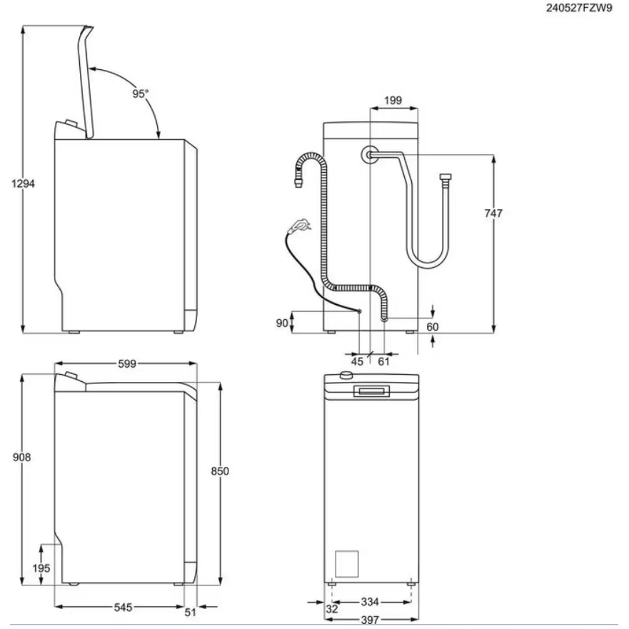 Masina de spalat rufe cu incarcare verticala AEG Ecoline LTR6G363E, 6 kg, 1300 RPM, Clasa A, Tehnologie ProSense, SoftOpening, Time Save, Rapid 20 min, Motor Inverter, Alb