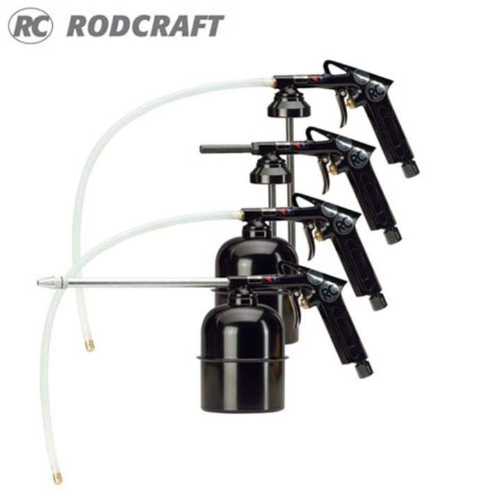 Pistol pneumatic pentru vopsire, curatare, dezinfectare + accesorii, priza aer 1/4", volum recipient 1L, Rodcraft RC8035
