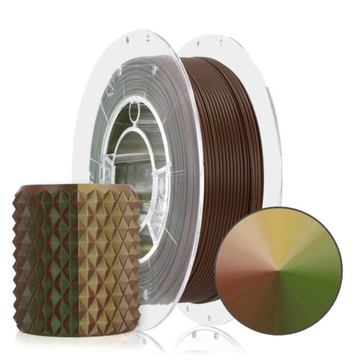 Filament 3D, Rosa3D, Pla Magic, 1.75 Mm, Culori Militare, Tricolor, Usor De Imprimat, Pentru Incepatori Si Profesionisti, Magic, Tricolor, 300 G, Maro/Multicolor