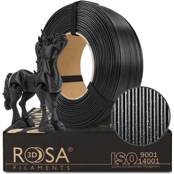 Filament 3D, Rosa3D, Refill PLA Galaxy, 1.75 mm, Glitter, Straturi Invizibile, Usor De Imprimat, Pentru Incepatori Si Profesionisti, Pe Baza De PLA, Usor De Utilizat, Produs De Inalta Calitate, Pentru Imprimare 3D, Obiect Decorativ, 1 kg, Negru