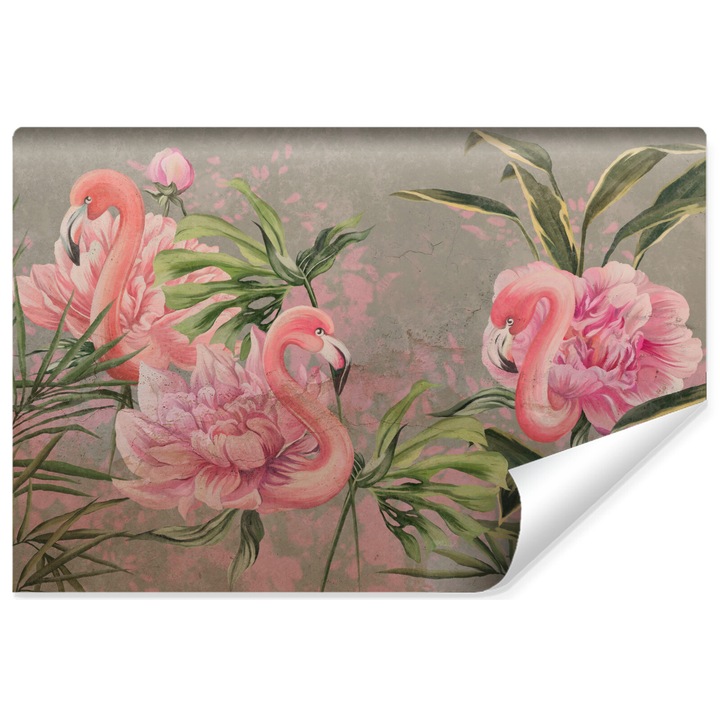 Fototapet Muralo Decor tropical cu efect 3D 400 cm x 280 cm abstract flamingo exotic animale salbatice