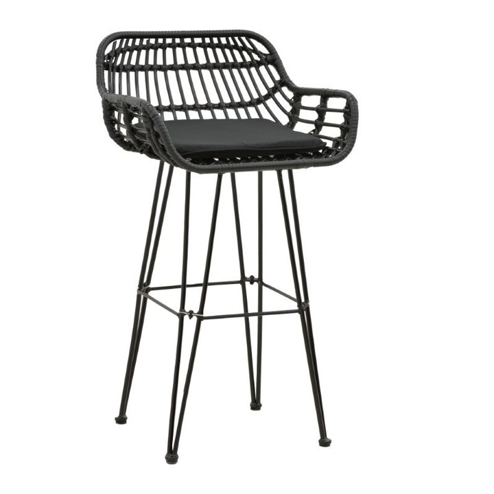 Стол Puzzle-home Naoki, Черен, Метален крак, 52x50x90 см