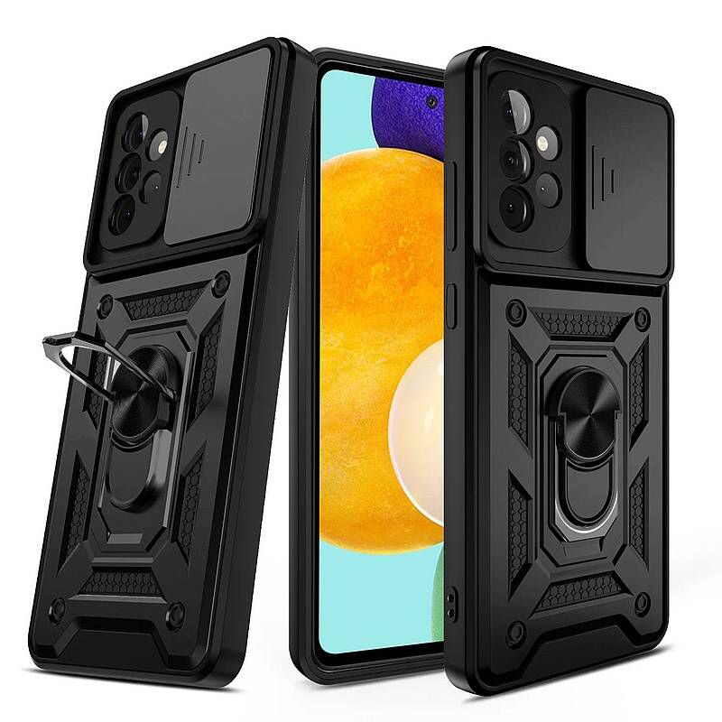 Husa telefon pentru Samsung galaxy S 24 Ultra, TPU, PC, protectie camere, negru, inel rotatie 360 grade