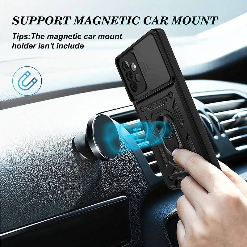 Husa telefon pentru Samsung galaxy S 24 Ultra, TPU, PC, protectie camere, negru, inel rotatie 360 grade