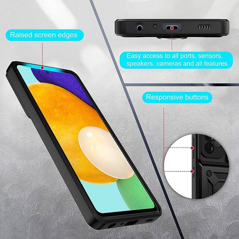 Husa telefon pentru Samsung galaxy S 24 Ultra, TPU, PC, protectie camere, negru, inel rotatie 360 grade