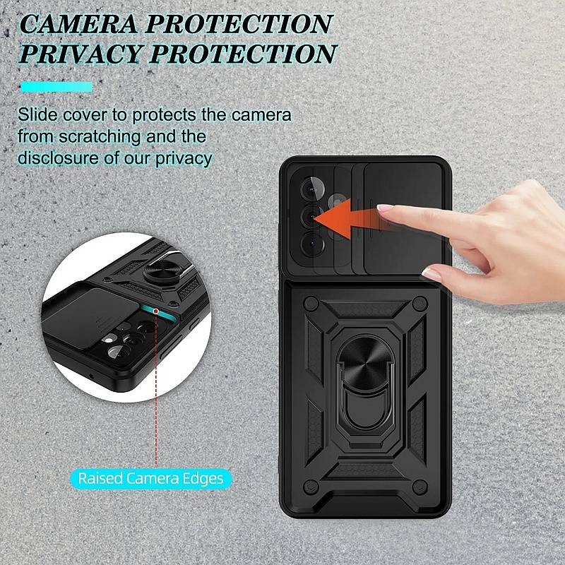 Husa telefon pentru Samsung galaxy S 24 Ultra, TPU, PC, protectie camere, negru, inel rotatie 360 grade