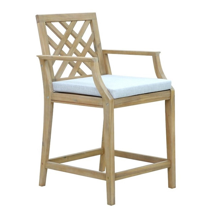 Стол Puzzle-home Amalfi, Акациево дърво, Бежов, 59x63.5x104.9см