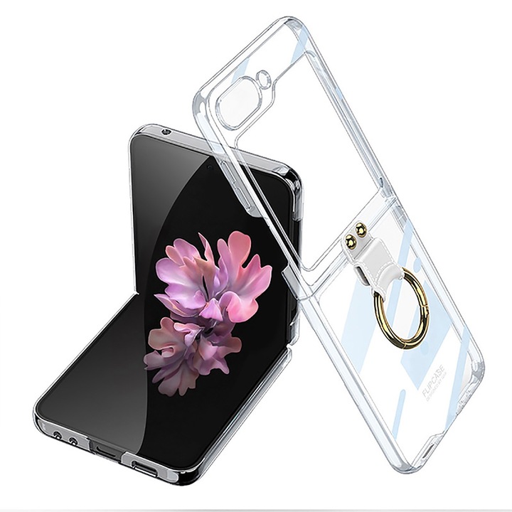 Кейс за Samsung Galaxy Z Flip6 Луксозен с пръстен Agora Прозрачен