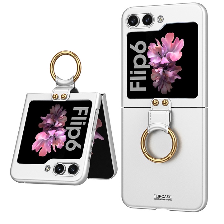 Samsung Galaxy Z Flip6 tok, PC Agora gyűrűvel, szürke