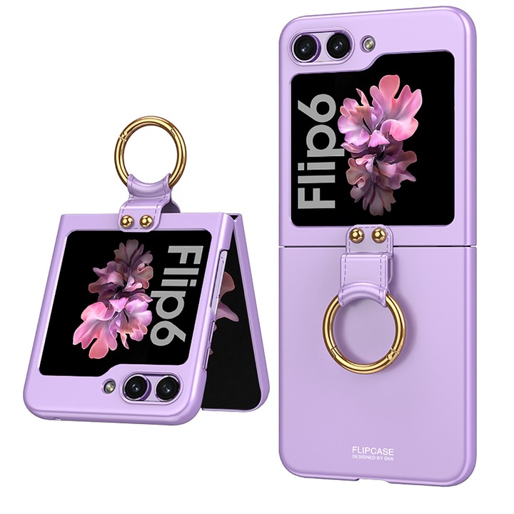 Samsung Galaxy Z Flip6 tok, PC Agora gyűrűvel, lila