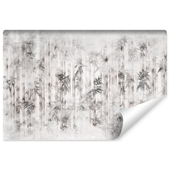 Fototapet Muralo Decor tropical alb-negru pentru 360 cm x 240 cm sufragerie Bambus abstract 3D