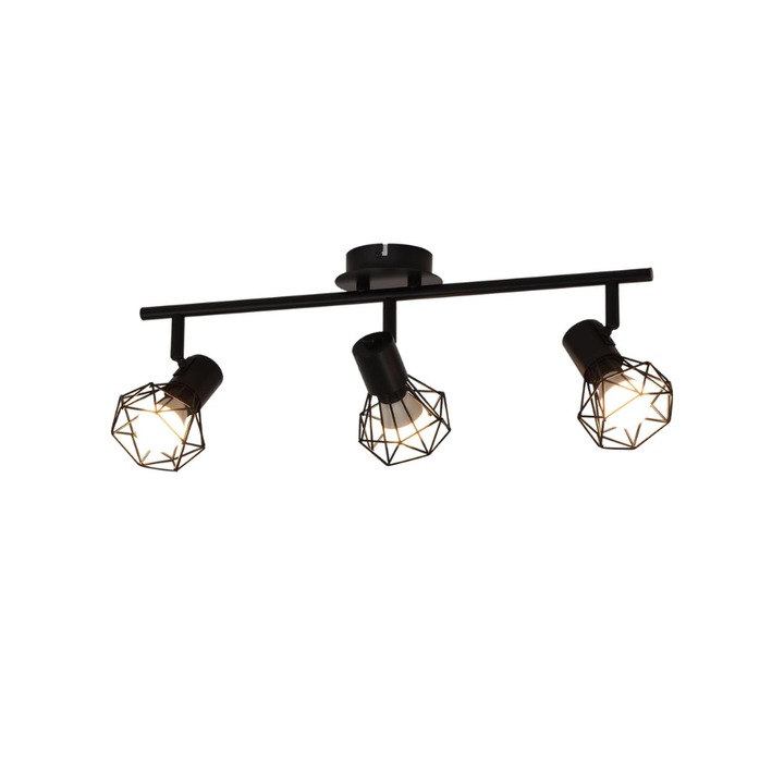 THSheng 3-посочен полилей с регулируемо въртене на 350°, с 3 LED крушки G45, енергиен клас E, черен