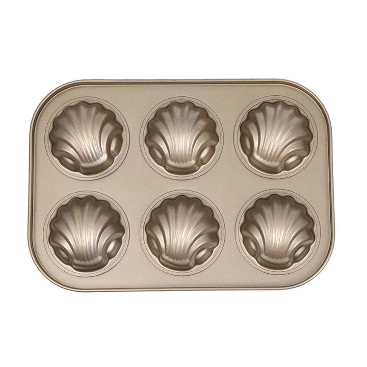 Sütőforma, kagyló minta, fém