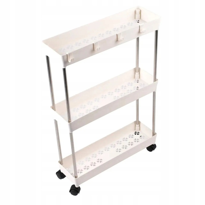 Raft baie, dulap pe roti, 3 rafturi, bej