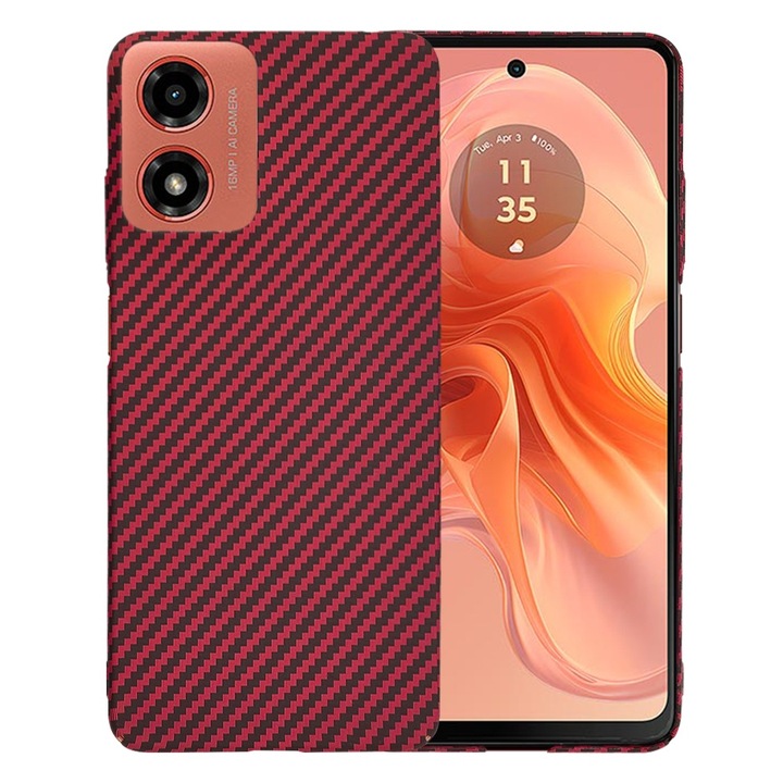 Motorola Moto G04 / Moto G04s / Moto G24 / Moto E14 burkolat - Techsuit Carbonite FiberShell - piros