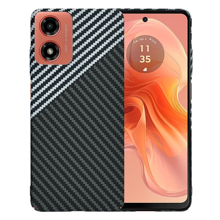 Motorola Moto G04 / Moto G04s / Moto G24 / Moto E14 burkolat - Techsuit Carbonite FiberShell - Stealth Grey