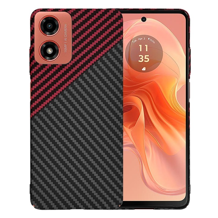 Motorola Moto G04 / Moto G04s / Moto G24 / Moto E14 tok - Techsuit Carbonite FiberShell - Red Vortex