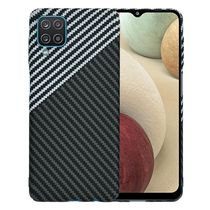 Samsung Galaxy A12 / A12 Nacho / M12 / F12 tok - Techsuit Carbonite FiberShell - Stealth Grey