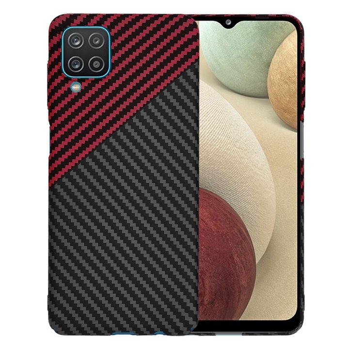 Samsung Galaxy A12 / A12 Nacho / M12 / F12 tok - Techsuit Carbonite FiberShell - Red Vortex