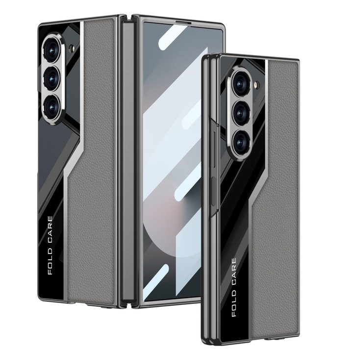 Кейс за Samsung Galaxy Z Fold6, Еко кожа V Agora, Сив