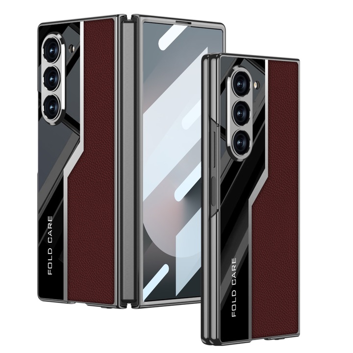 Кейс за Samsung Galaxy Z Fold6, Екологична кожа V Agora, Grena