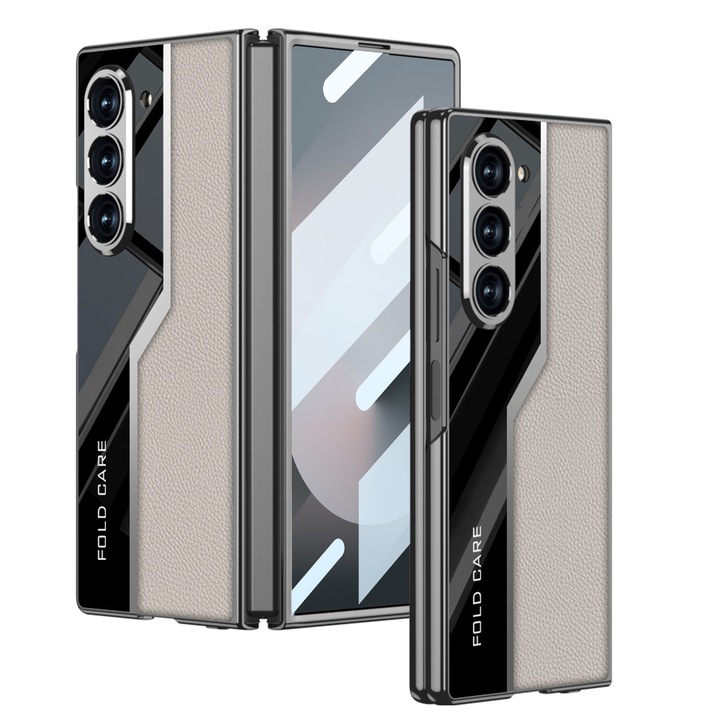 Калъф за Samsung Galaxy Z Fold6, V, Agora, Екологична кожа, Titanium grey