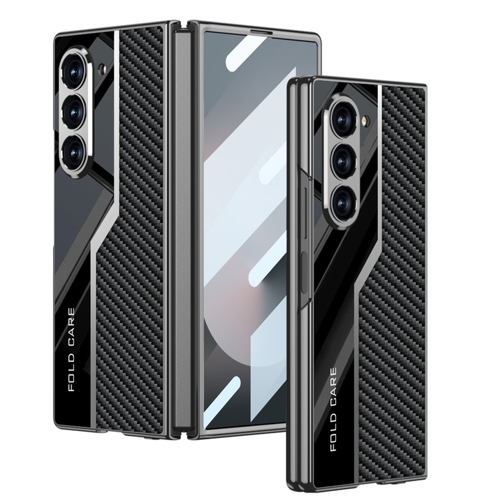 Калъф за Samsung Galaxy Z Fold6, V Agora, Екологична кожа, Карбон