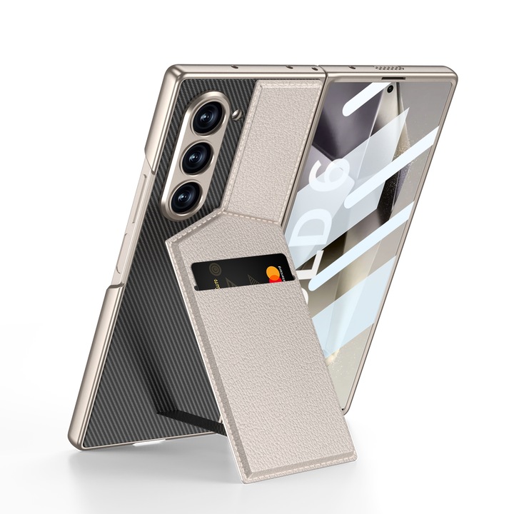 Tok Samsung Galaxy Z Fold6 készülékhez, Y Agora ökológiai bőr, szürke