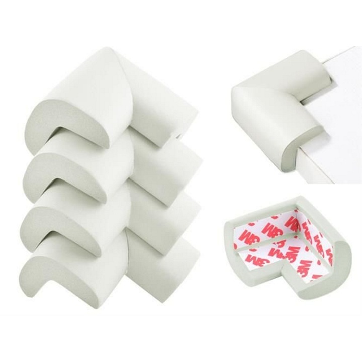 Ъглови предпазители от пяна IdealSTORE, размери 5,5x5,5x3 см, мека, водоустойчива и гъвкава пяна, включва самозалепващи се ленти, лесно почистване, дебелина 1,1 см