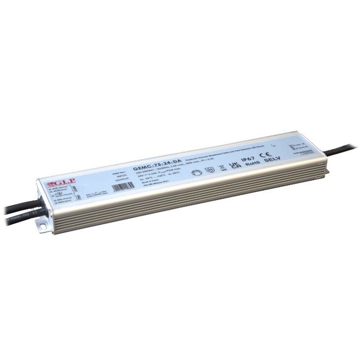 Driver LED GLP GEMC-75-12-DA, ultra-subtire, IP67, 12V, 75W, Dimabil DALI, 12Vx6.25A