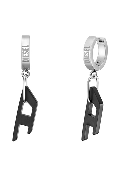 Diesel, Rozsdamentes acél fülbevaló logós részlettel, Fekete, Ezüstszín