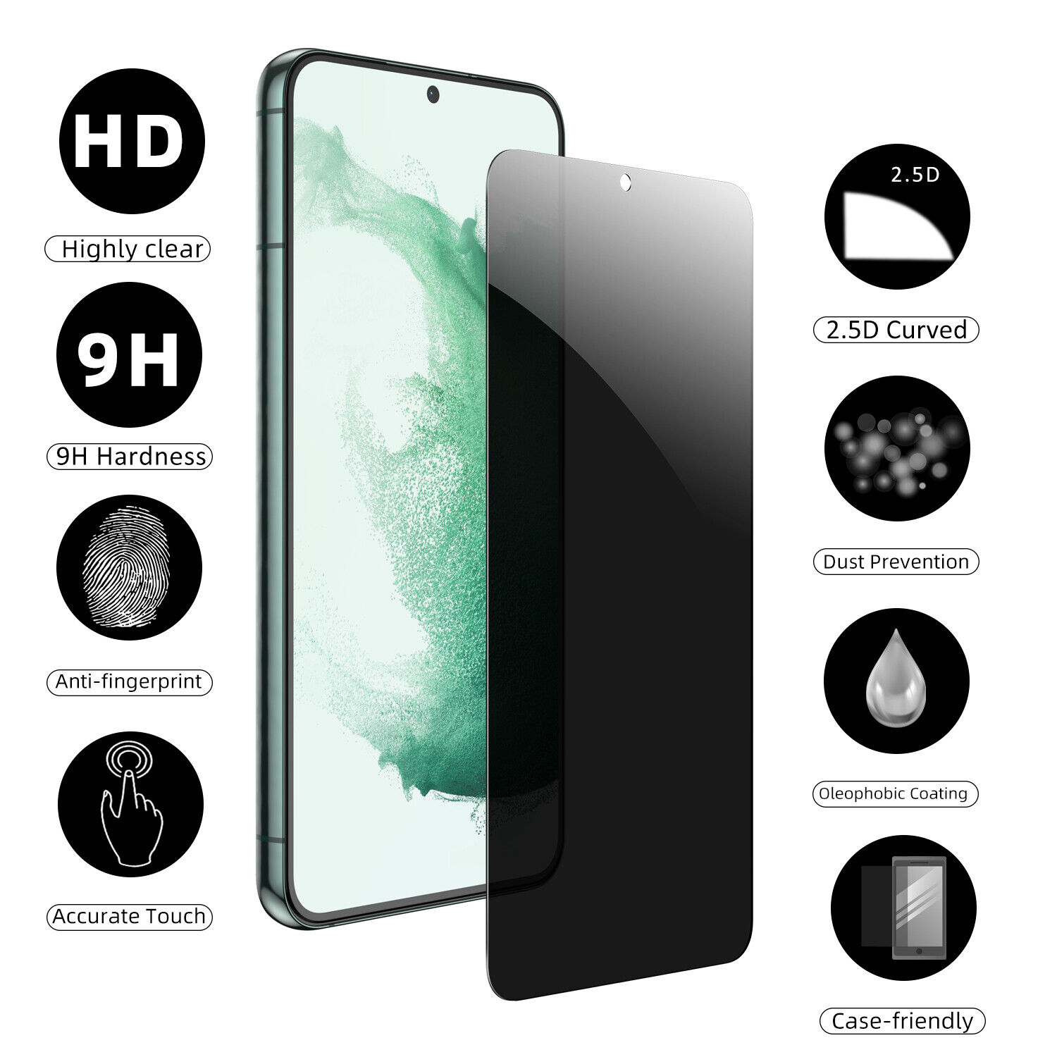 Set 2 folii Privacy Compatibile cu Samsung Galaxy S20 FE, (5G) Full Cover, Calitate Premium, Black