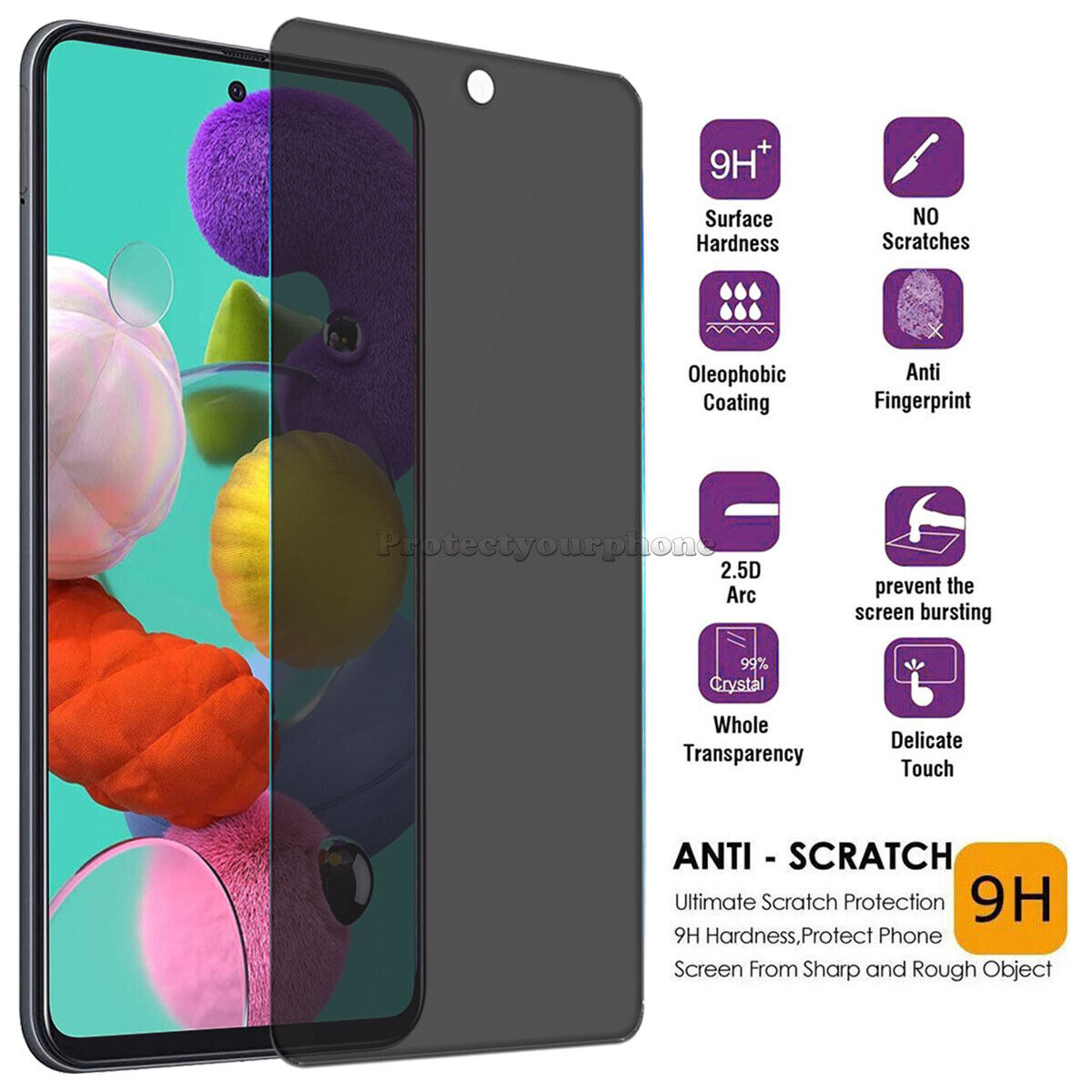 Set 2 Folii Privacy Compatibile cu Samsung Galaxy A54/ S23FE, Full Cover, 6D, Calitate Premium