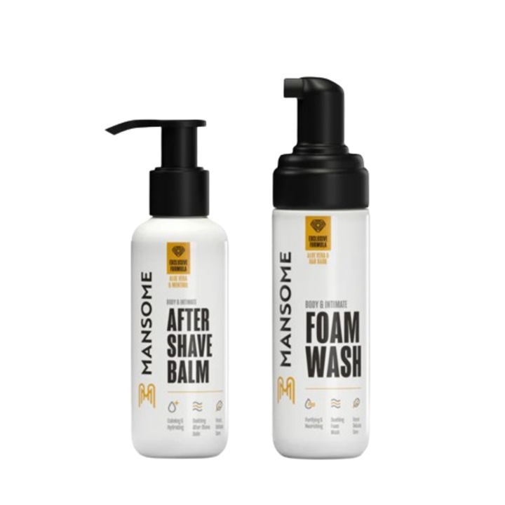 MANSOME test- és intimápoló hab/balzsam szett, aloe vera és mentol, 125ml + 150ml
