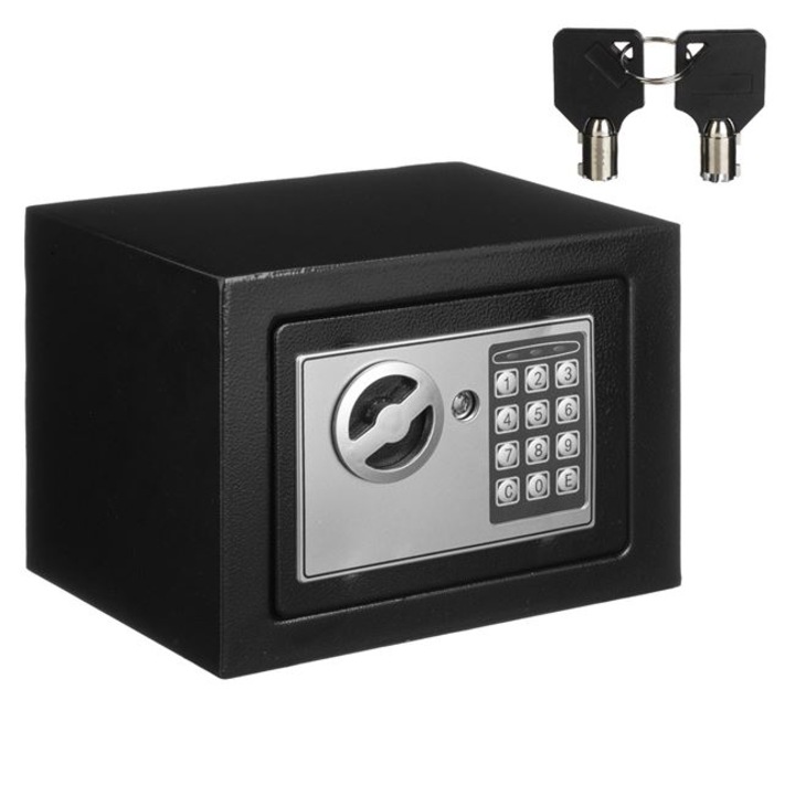 Seif Negru cu Inchidere Electronica & Chei 17x17x23cm