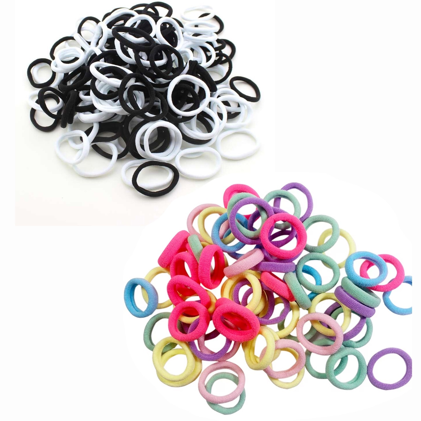 Module Elastice Colorate Set 200 elastice pentru fetite, 100 Alb/Negru si 100 colorate ...