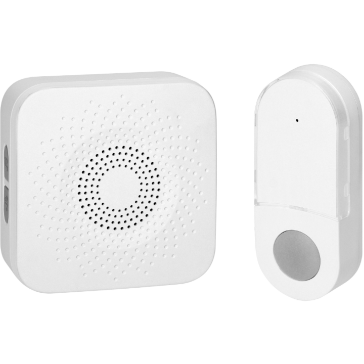Sonerie wireless ORNO Home OR-DB-AB-169/W, alimentare la retea, IP44, 150 m, 32 tonuri, kit montaj perete, 1 receptor, Alb