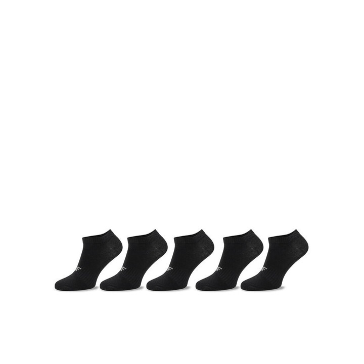 Set 5 perechi sosete scurte copii, 4F, 303391, Elastan/Poliamida, Negru, 32-35 EU