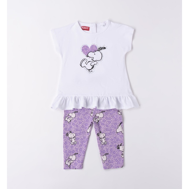 Blúz és háromnegyedes harisnya szett lányoknak, Sarabanda, 0.6605, fehér/lila, Fehér/Mályvaszín, 92-98 CM