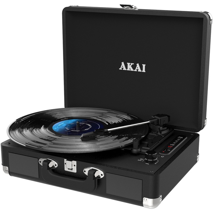 Pick-up stereo AKAI ATT-18BT, Bluetooth, USB, Тип куфар, Запис от винил на USB, Черен