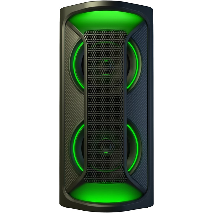 Активна преносима тонколона AKAI Party Speaker 200, 40W, Bluetooth, USB, FM радио, LED светлини, Черен