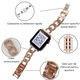 Curea din metal WatchBand™ LaceMeUp, cu pietricele stralucitoare, ajustabila, catarama cu eliberare rapida, compatibila cu Apple Watch 1/2/3/4/5/6/7/8/9/SE/Nike+, dimensiuni 38/40/41 mm, Rose Gold