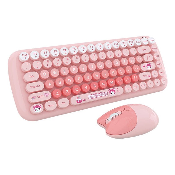 MOFII Candy New безжичен комплект клавиатура и мишка, розов, 2.4G, 84 клавиша, регулируем DPI