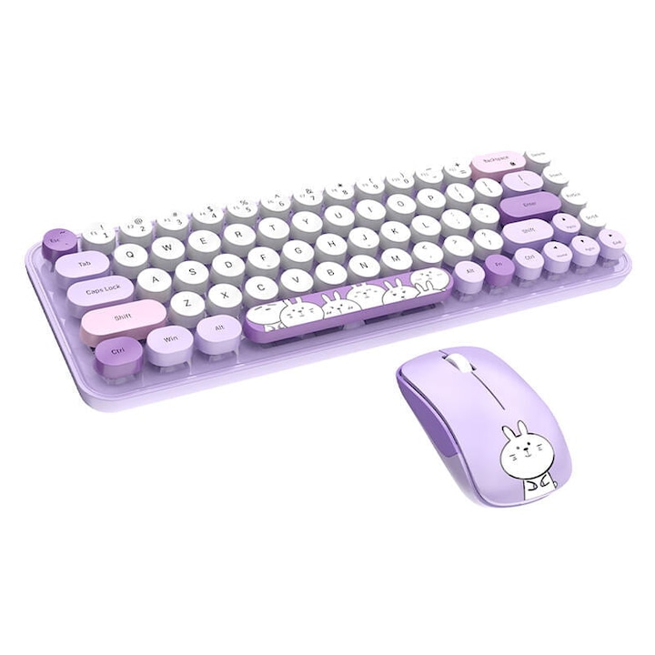 Комплект безжична клавиатура и мишка MOFII iBean Pro, 2.4GHz, лилав, 317.2x104.4mm