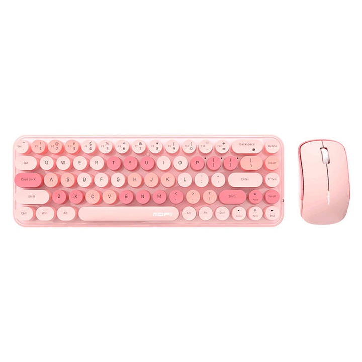 Комплект безжична клавиатура и мишка MOFII iBean Pro, 2,4 GHz, розов
