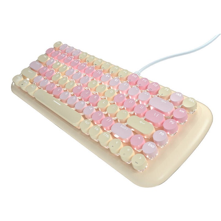 Механична клавиатура MOFII Candy M, 84 клавиша, RGB осветление, кремава, USB 2.0