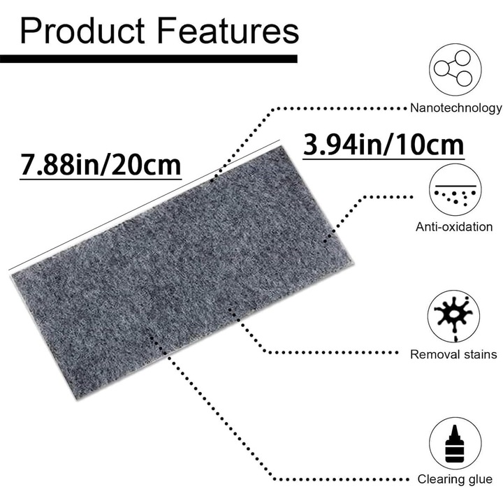 Комплект от 6 нано кърпи за ремонт на драскотини по кола, Longziming, 3.9x7.9 инча, сиви