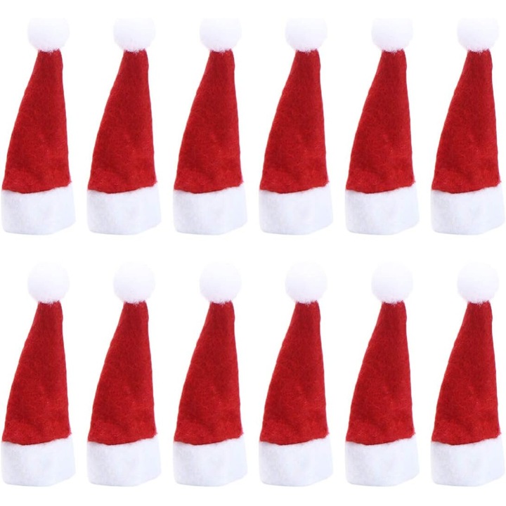 Set 150 Piese Mini Palarii Mos Craciun, Rosu, 7x4cm, Accesorii pentru Petrecere AMRINUGL